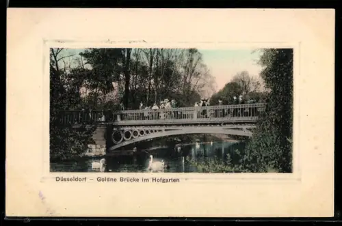 AK Düsseldorf, Goldne Brücke im Hofgarten