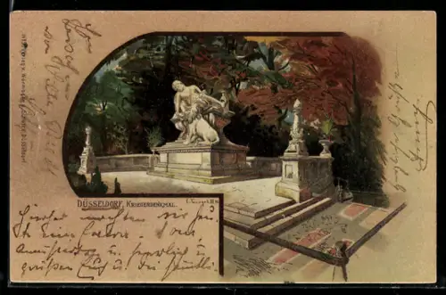 Künstler-AK Düsseldorf, am Kriegerdenkmal
