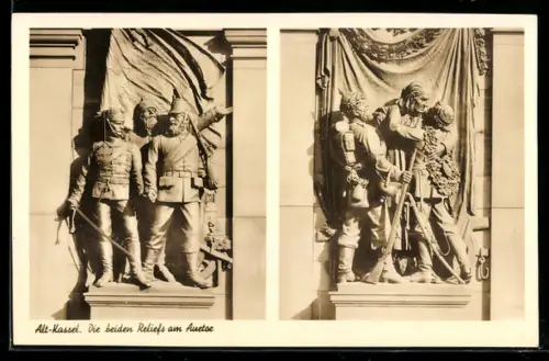 AK Kassel, die beiden Reliefs am Auetor