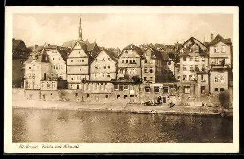 AK Kassel, Fulda mit Altstadt