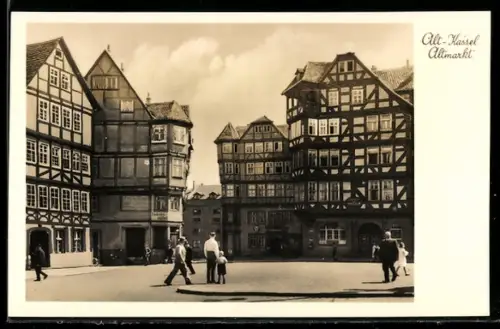 AK Kassel, Altmarkt mit Fachwerkhäusern