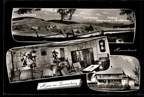 AK Herrenschwand, Hotel Haus am Sonnenhang, Panorama mit Hochgescheid, Schauinsland, Sengalenkopf und Feldberg