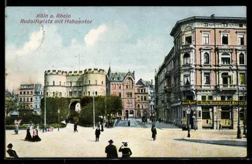 AK Köln a. Rh., Rudolfplatz mit Hahnentor