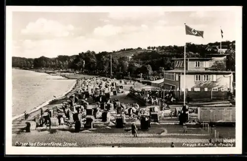 AK Eckernförde, Ostseebad, Strand mit 