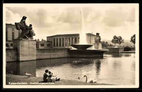AK Kaiserslautern, Ausstellungsgebäude mit Fontäne