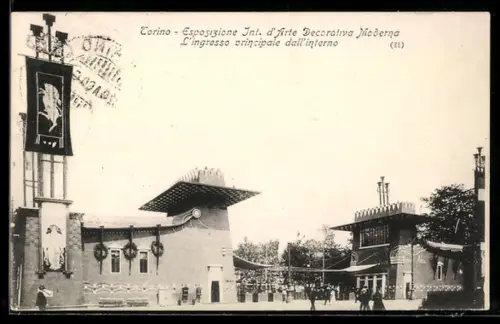 AK Torino, Esposizione Internazionale d`Arte Decorativa Moderna, L`ingresso principale dall`interno