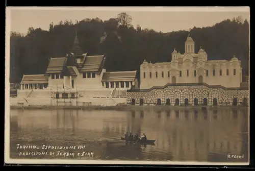 AK Torino, Esposizione 1911, Padigliioni di Serbia e Siam