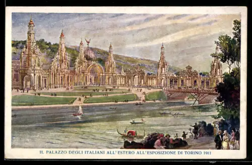 Künstler-AK Torino, Esposizione 1911, Il Palazzo degli Italiani all`Estero