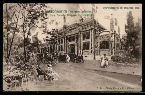 Künstler-AK Milano, Esposizione 1906, Aeronautica Ingresso principale