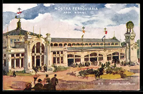 Künstler-AK Mailand, Esposizione di Milano 1906, Mostra Ferroviaria