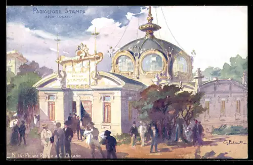 Künstler-AK Milano, Esposizione 1906, Padiglione Stampa