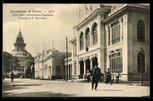 AK Torino, Esposizione Internazionale 1911, Uffici della Commissione Esecutiva Pompieri e P. Sicurezza