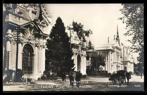 AK Torino, Esposizione 1911, Radiotelegrafia, Posta Pneumatica, Commis. Esec.
