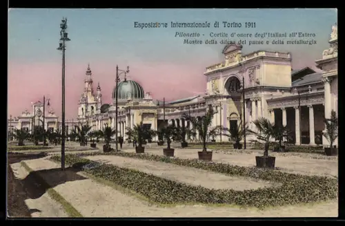 AK Torino, Esposizione Internazionale 1911, Pilonetto, Cortile d` onore degl`Italiani all`Estero