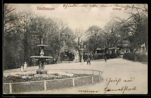 AK Nordhausen, Gehege mit Brunnen