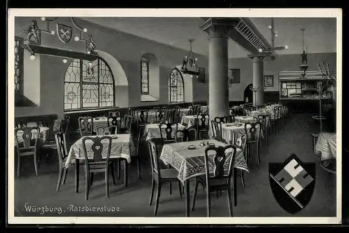 AK Würzburg, Ratsbierstube, Innenansicht