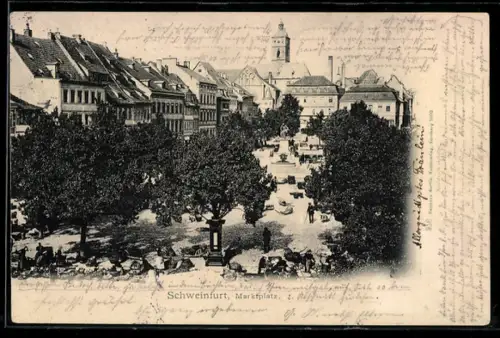 AK Schweinfurt, Marktplatz mit Wettersäule
