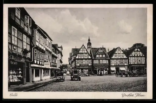 AK Celle, Strasse Grosser Plan mit Geschäften