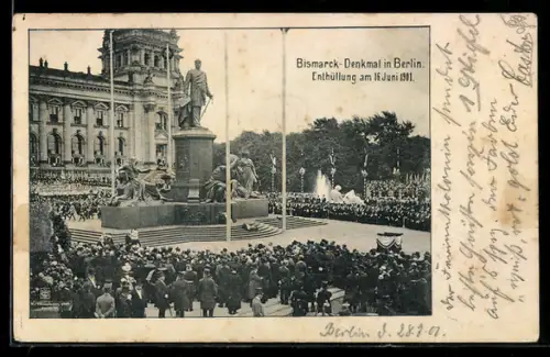 AK Berlin-Tiergarten, Enthüllung des Bismarck-Denkmals am 16.6.1901