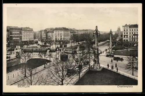 AK Berlin-Kreuzberg, Strassenbahn am Oranienplatz