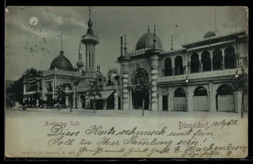 Mondschein-AK Düsseldorf, Arabisches Cafe