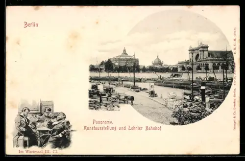 AK Berlin-Tiergarten, Panorama, Kunstausstellung und Lehrter Bahnhof, Im Wartesaal III. Klasse