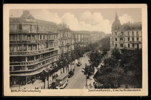 AK Berlin-Charlottenburg, Joachimsthalerstrasse Ecke Kurfürstendamm