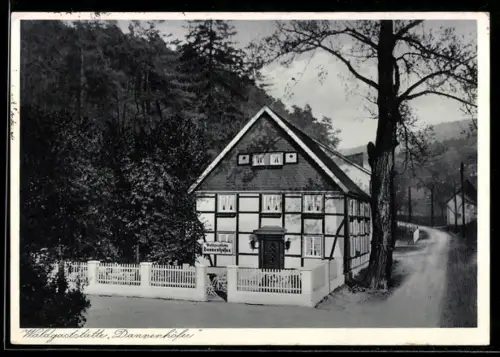 AK Obergrüne bei Iserlohn, Waldgaststätte Pannenhöfer mit Strassenpartie