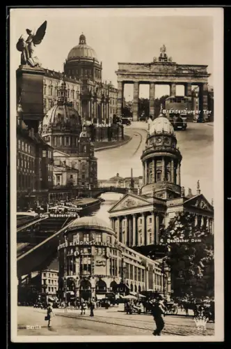 AK Berlin, Fotomontage Schloss, Dom, Brandenburger Tor, Haus Vaterland