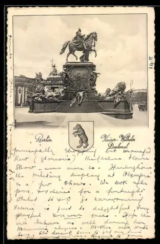 AK Berlin, Kaiser-Wilhelm-Denkmal, Wappen