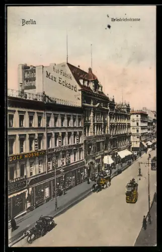 AK Berlin, Friedrichstrasse mit Hut-Fabrik Max Eckard aus der Vogelschau