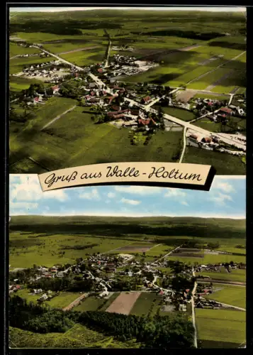 AK Walle-Holtum, Luftaufnahmen des Ortes und Umgebung
