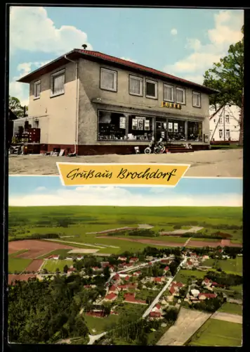 AK Brochdorf, Lebensmittelgeschäft H. Bölter, Ortsansicht