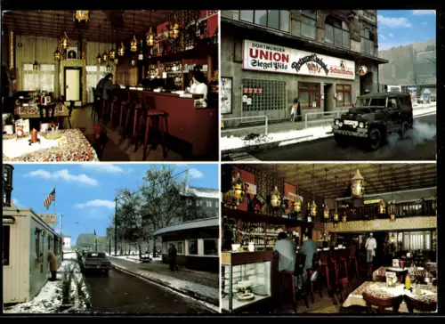AK Berlin, Friedrichstrasse, Checkpoint Cahrlie, Restaurant am Checkpoint E. Claren, Innenansichten