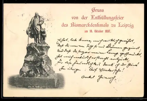 AK Leipzig, Bismarckdenkmal, Enthüllungsfeier 1897