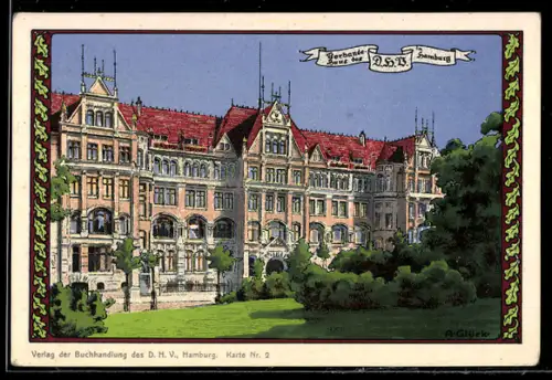 Künstler-AK Hamburg-Neustadt, Verbändehaus des Deutschnationalen Handlungsgehilfen-Verbandes, Holstenwall 4