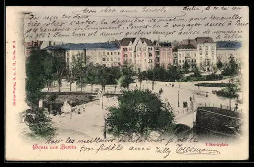 AK Berlin-Tiergarten, Lützowplatz, Platzansicht mit Wohnhäusern und Parkanlage