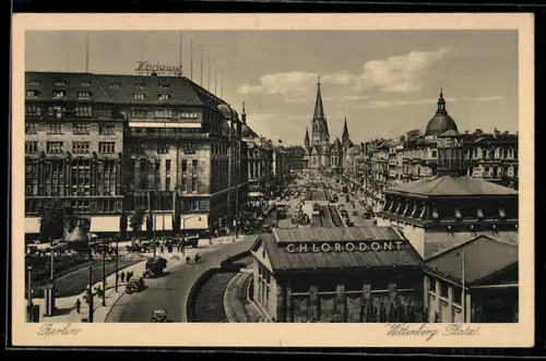 AK Berlin, Wittenberg Platz, Kaufhaus KaDeWe, Kaiser-Wilhelm-Gedächtniskirche, U-Bahnhof