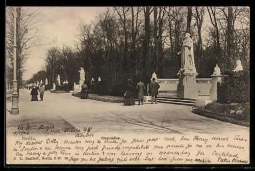 AK Berlin-Tiergarten, Siegesallee mit Statuen