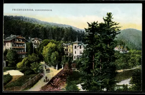 AK Friedrichroda, Spaziergänger im Vorderbrüchig