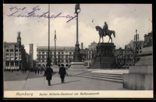 AK Hamburg, Partie am Kaiser Wilhelm Denkmal