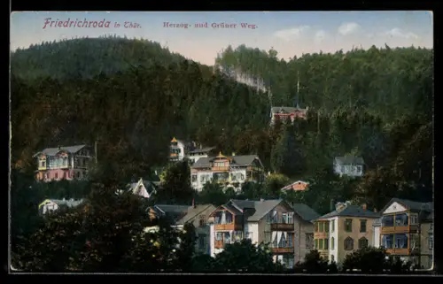 AK Friedrichroda in Thür., Strasse Herzog- und Grüner Weg