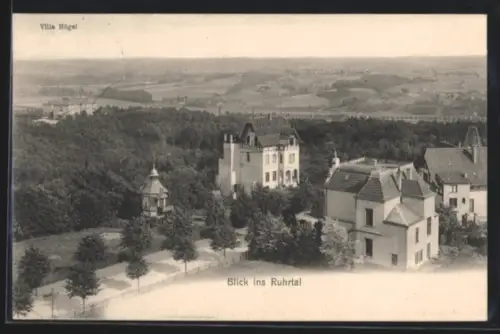 AK Essen /Ruhr, Ruhrtal mit Hotel Villa Hügel