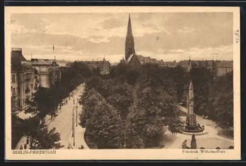 AK Berlin-Friedenau, Strassenpartie mit Kirche