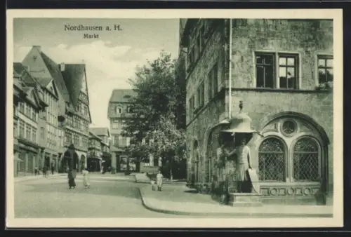 AK Nordhausen a. H., Strassenpartie am Markt