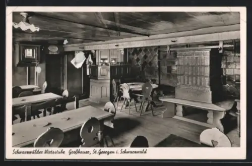 AK St. Georgen i. Schwarzwald, Gasthaus Schwarzwälder Wirtsstube, Innenansicht