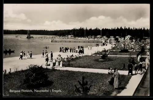 AK Neustädtel i. Erzgeb., Bergsee Filzteich, Strandbad, Ausflugsziel