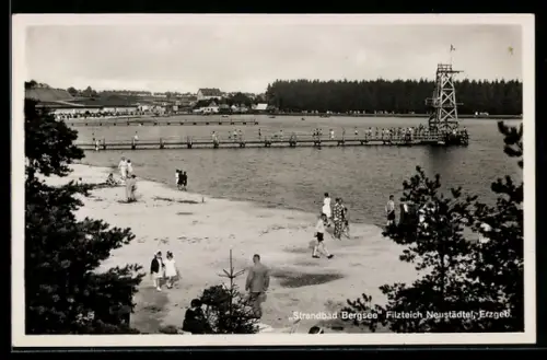 AK Neustädtel /Erzgeb., Strandbad Bergsee Filzteich