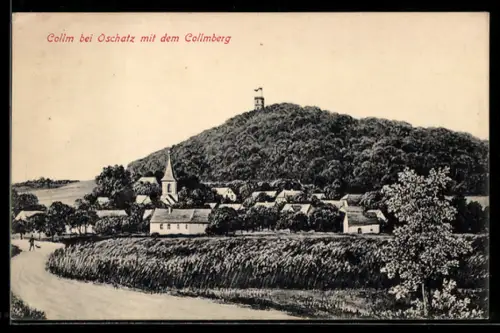 AK Collm bei Oschatz, Collmberg, Dorfansicht, Kirche