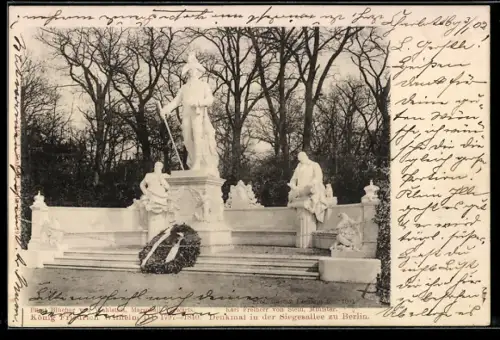 AK Berlin-Tiergarten, König Friedrich Wilhelm III.-Denkmal in der Siegesallee